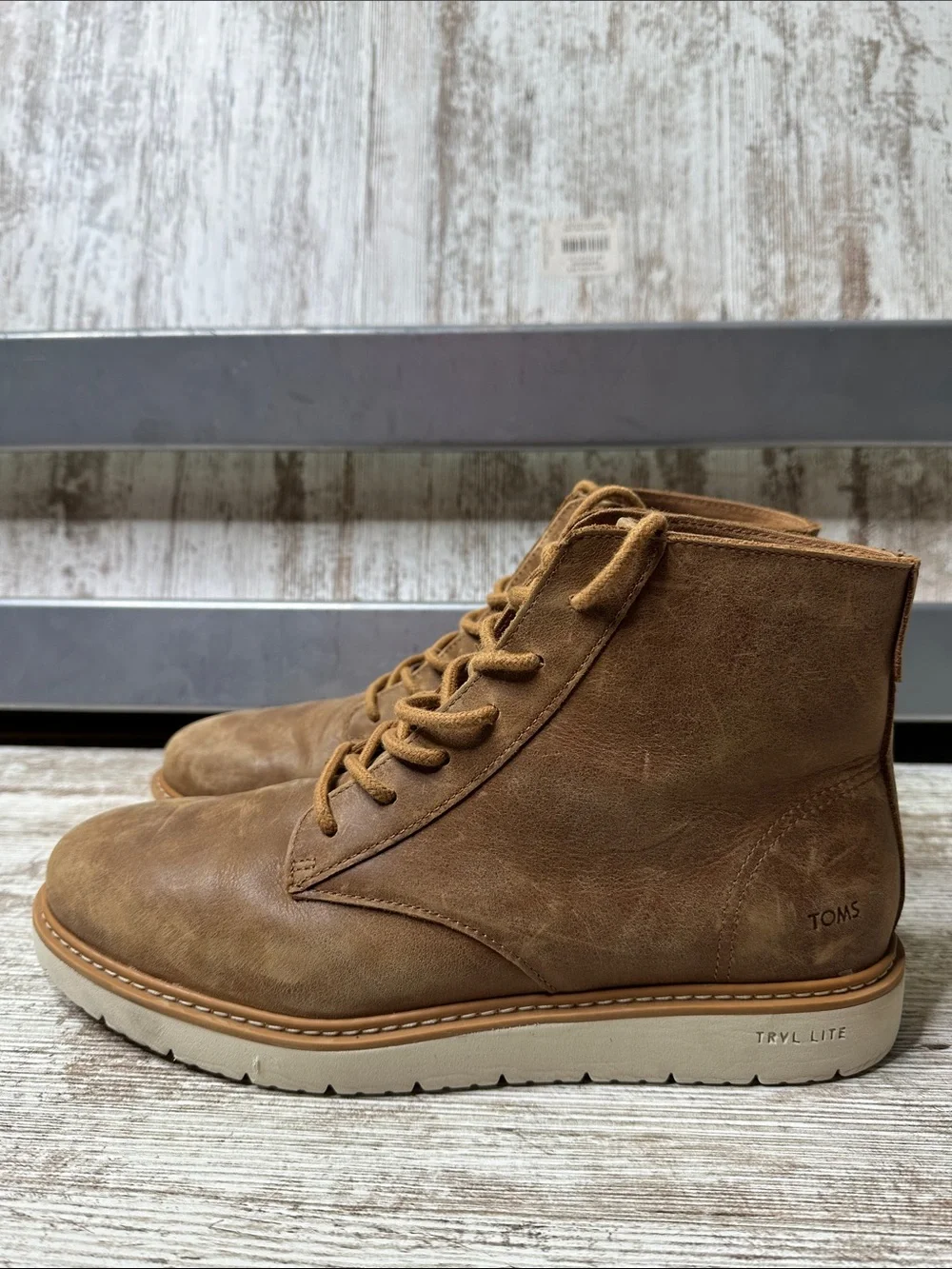 TOMS TRVL LITE Navi Ranger Tan Water Resistant Leather Boots Men 11
